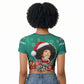 Angela Davis Civil Rights Black History Raglan Cropped T shirt Ugly Christmas Pattern African American Heritage