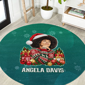 Angela Davis Civil Rights Black History Round Carpet Ugly Christmas Pattern African American Heritage