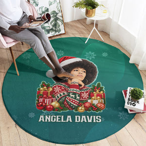 Angela Davis Civil Rights Black History Round Carpet Ugly Christmas Pattern African American Heritage