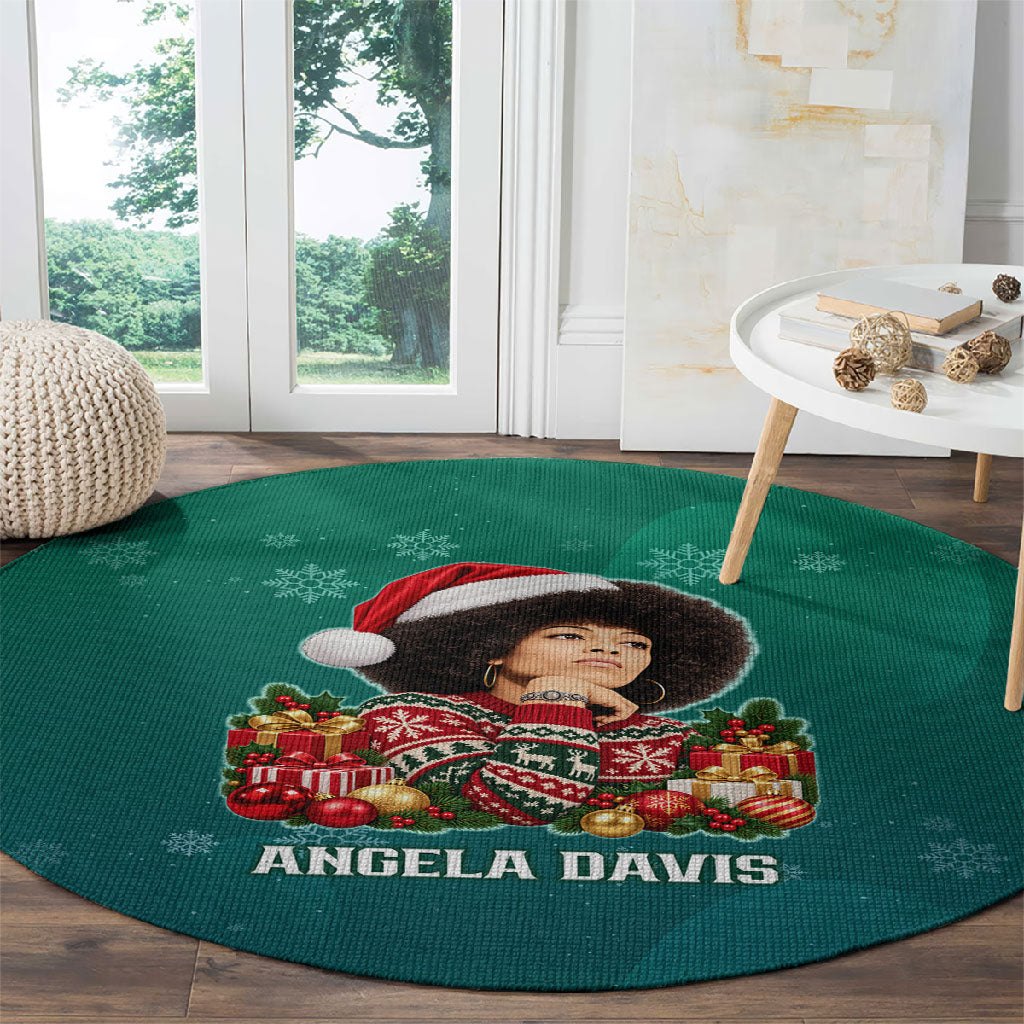 Angela Davis Civil Rights Black History Round Carpet Ugly Christmas Pattern African American Heritage