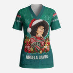Angela Davis Civil Rights Black History Scrub Top Ugly Christmas Pattern African American Heritage