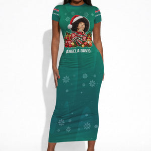 Angela Davis Civil Rights Black History Short Sleeve Bodycon Dress Ugly Christmas Pattern African American Heritage