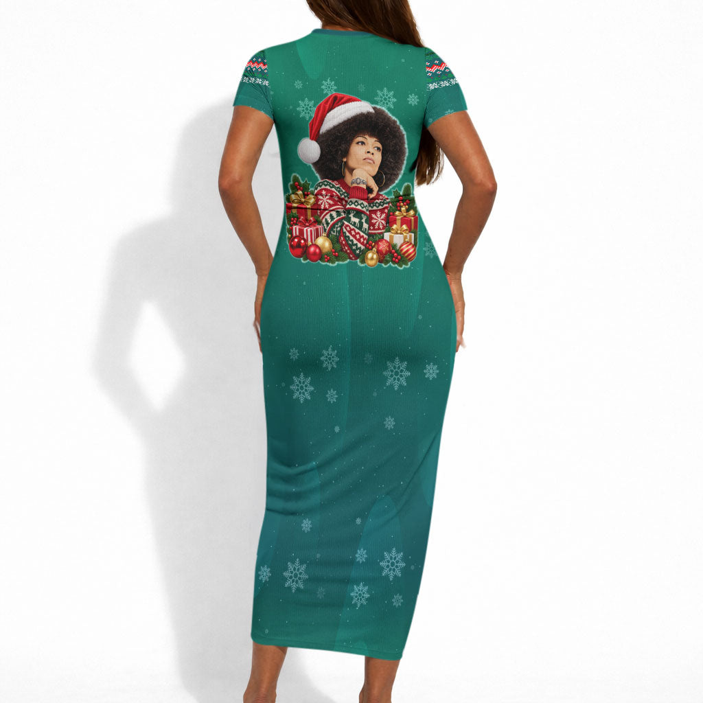 Angela Davis Civil Rights Black History Short Sleeve Bodycon Dress Ugly Christmas Pattern African American Heritage