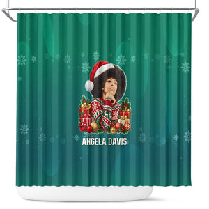Angela Davis Civil Rights Black History Shower Curtain Ugly Christmas Pattern African American Heritage