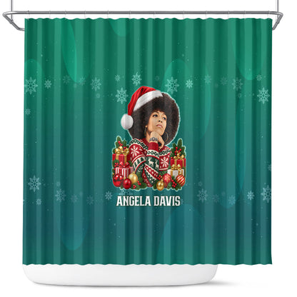 Angela Davis Civil Rights Black History Shower Curtain Ugly Christmas Pattern African American Heritage