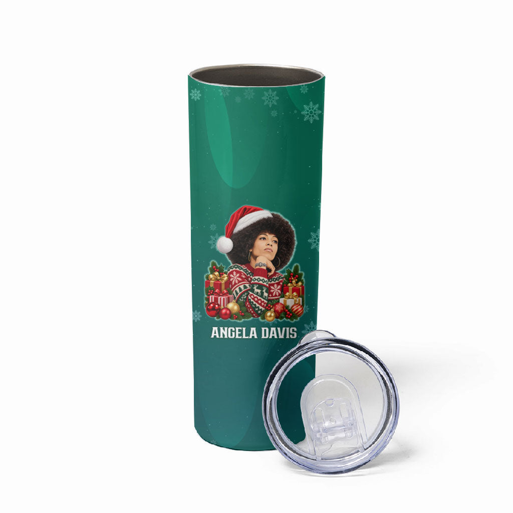 Angela Davis Civil Rights Black History Skinny Tumbler Ugly Christmas Pattern African American Heritage