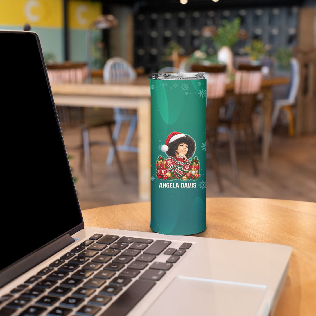 Angela Davis Civil Rights Black History Skinny Tumbler Ugly Christmas Pattern African American Heritage
