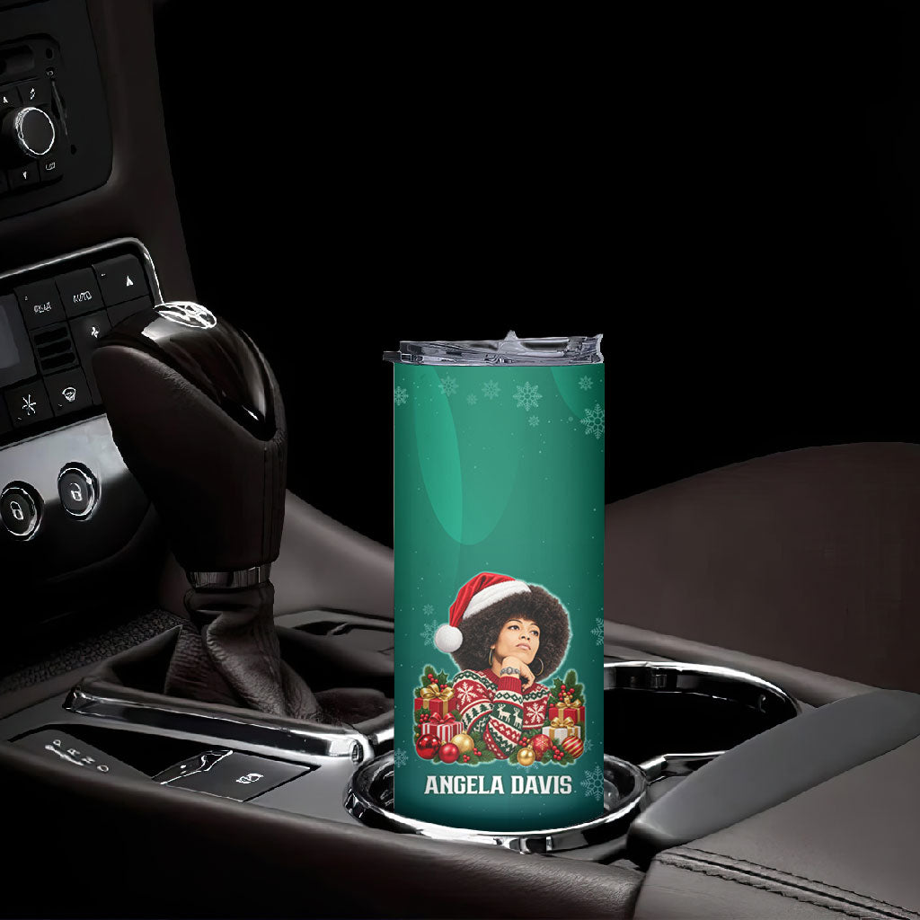 Angela Davis Civil Rights Black History Skinny Tumbler Ugly Christmas Pattern African American Heritage