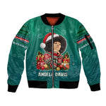 Angela Davis Civil Rights Black History Sleeve Zip Bomber Jacket Ugly Christmas Pattern African American Heritage