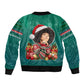 Angela Davis Civil Rights Black History Sleeve Zip Bomber Jacket Ugly Christmas Pattern African American Heritage