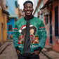 Angela Davis Civil Rights Black History Sleeve Zip Bomber Jacket Ugly Christmas Pattern African American Heritage