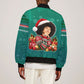 Angela Davis Civil Rights Black History Sleeve Zip Bomber Jacket Ugly Christmas Pattern African American Heritage