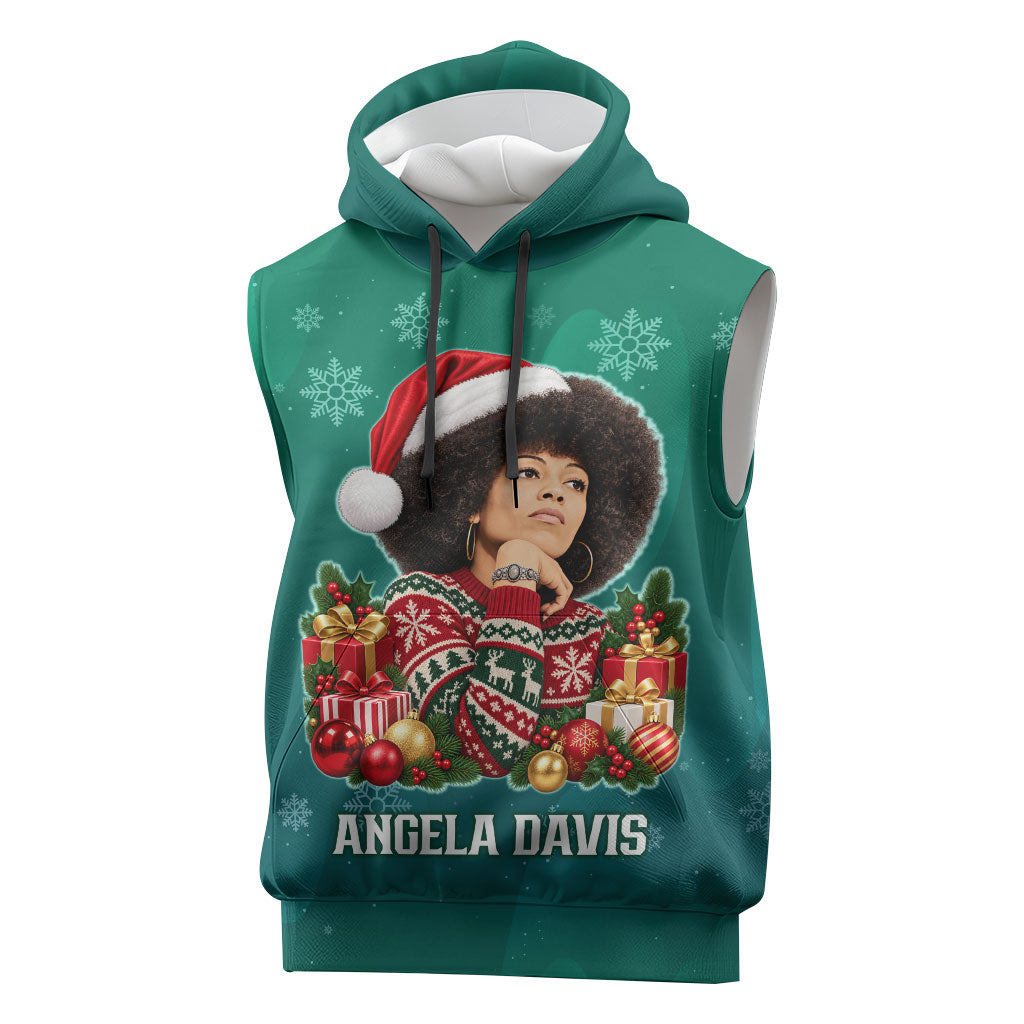 Angela Davis Civil Rights Black History Sleeveless Hoodie Ugly Christmas Pattern African American Heritage