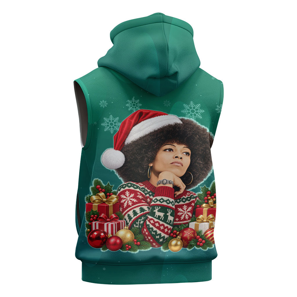 Angela Davis Civil Rights Black History Sleeveless Hoodie Ugly Christmas Pattern African American Heritage