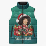 Angela Davis Civil Rights Black History Sleeveless Puffer Jacket Ugly Christmas Pattern African American Heritage