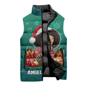 Angela Davis Civil Rights Black History Sleeveless Puffer Jacket Ugly Christmas Pattern African American Heritage