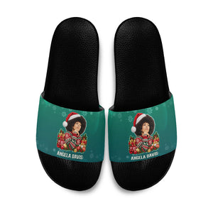 Angela Davis Civil Rights Black History Slide Sandals Ugly Christmas Pattern African American Heritage