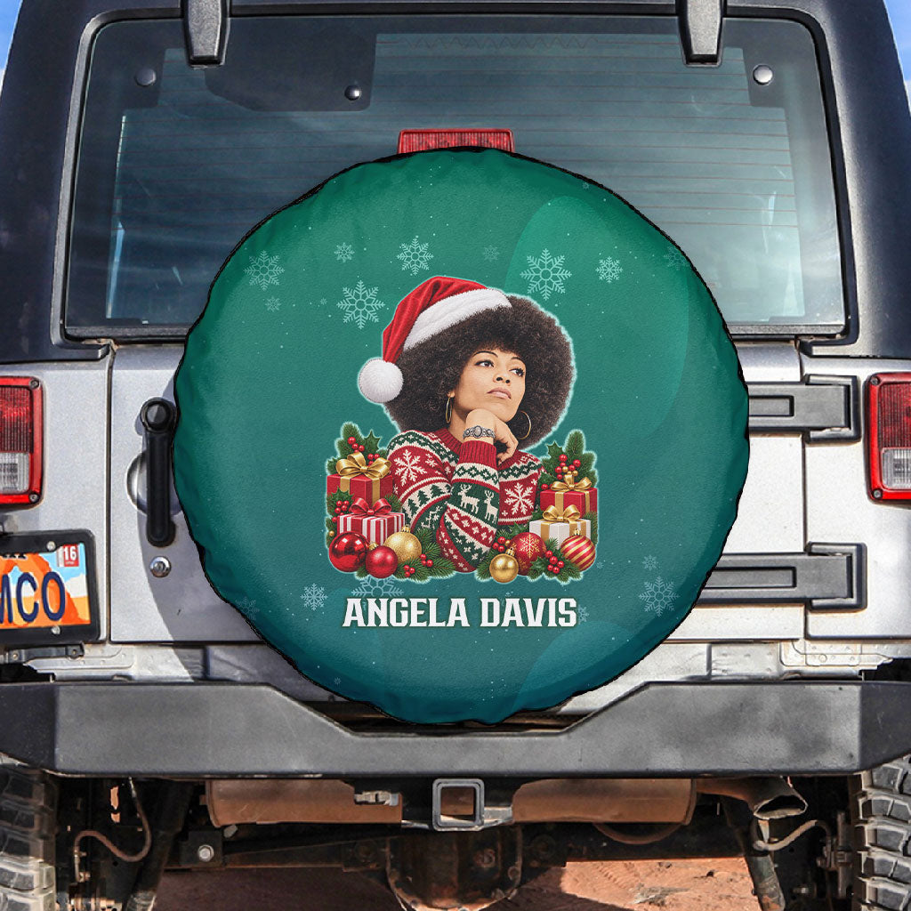 Angela Davis Civil Rights Black History Spare Tire Cover Ugly Christmas Pattern African American Heritage