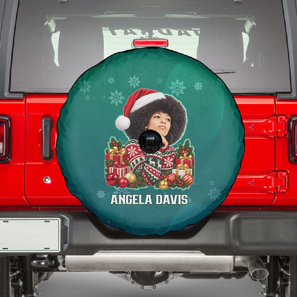 Angela Davis Civil Rights Black History Spare Tire Cover Ugly Christmas Pattern African American Heritage