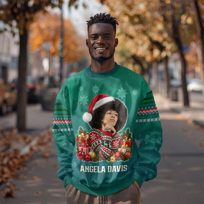 Angela Davis Civil Rights Black History Sweatshirt Ugly Christmas Pattern African American Heritage