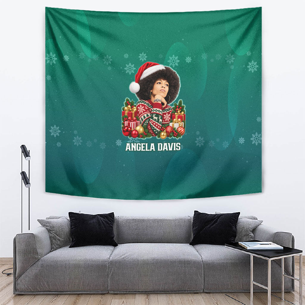 Angela Davis Civil Rights Black History Tapestry Ugly Christmas Pattern African American Heritage