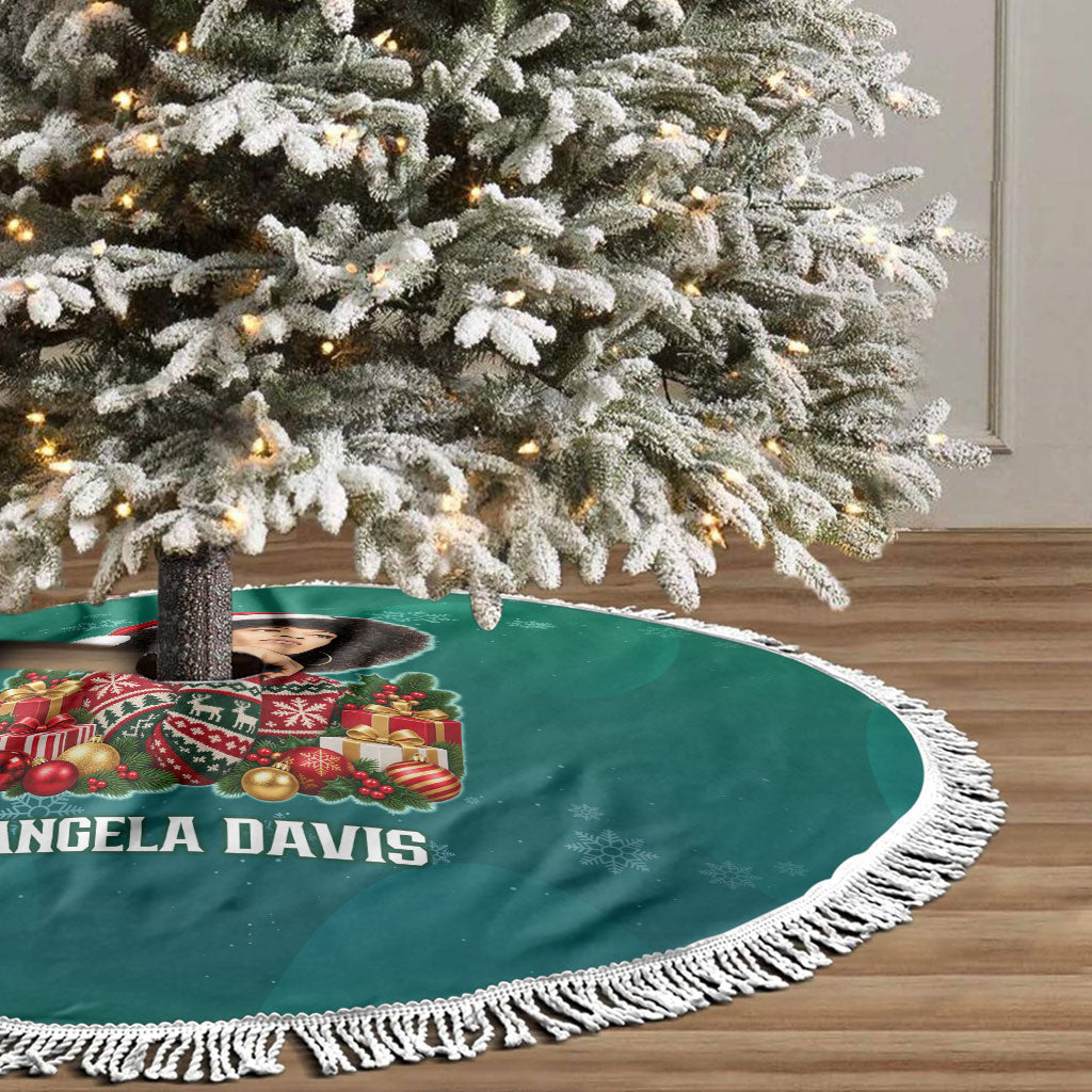 Angela Davis Civil Rights Black History Tree Skirt Ugly Christmas Pattern African American Heritage