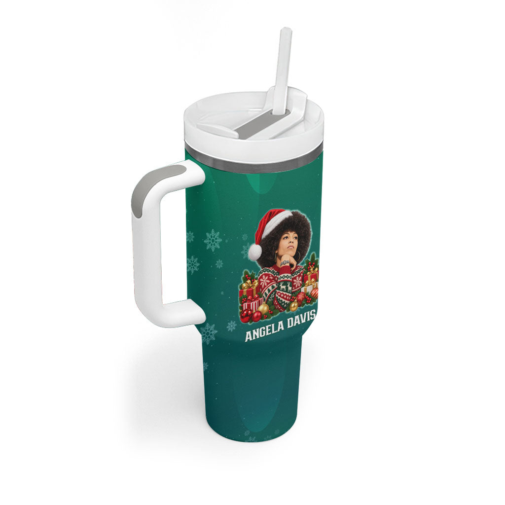 Angela Davis Civil Rights Black History Tumbler With Handle Ugly Christmas Pattern African American Heritage