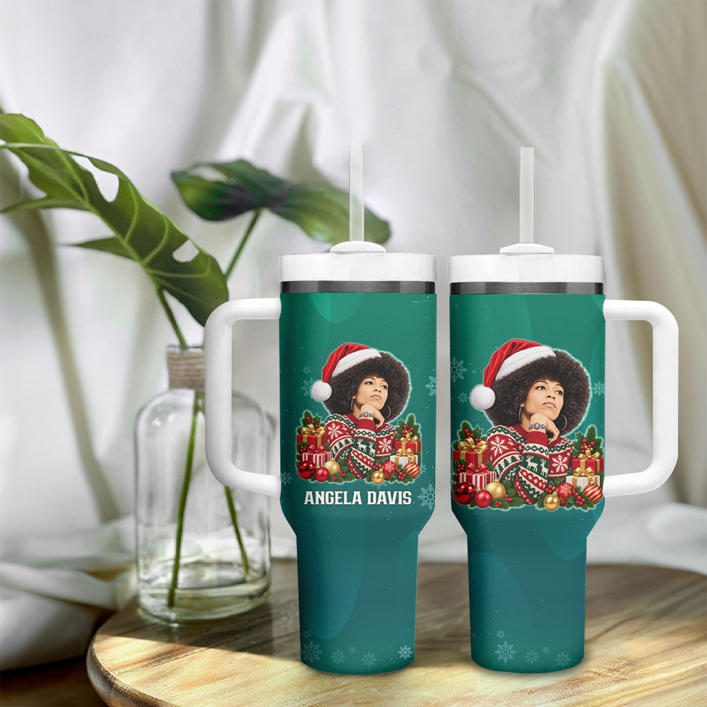 Angela Davis Civil Rights Black History Tumbler With Handle Ugly Christmas Pattern African American Heritage