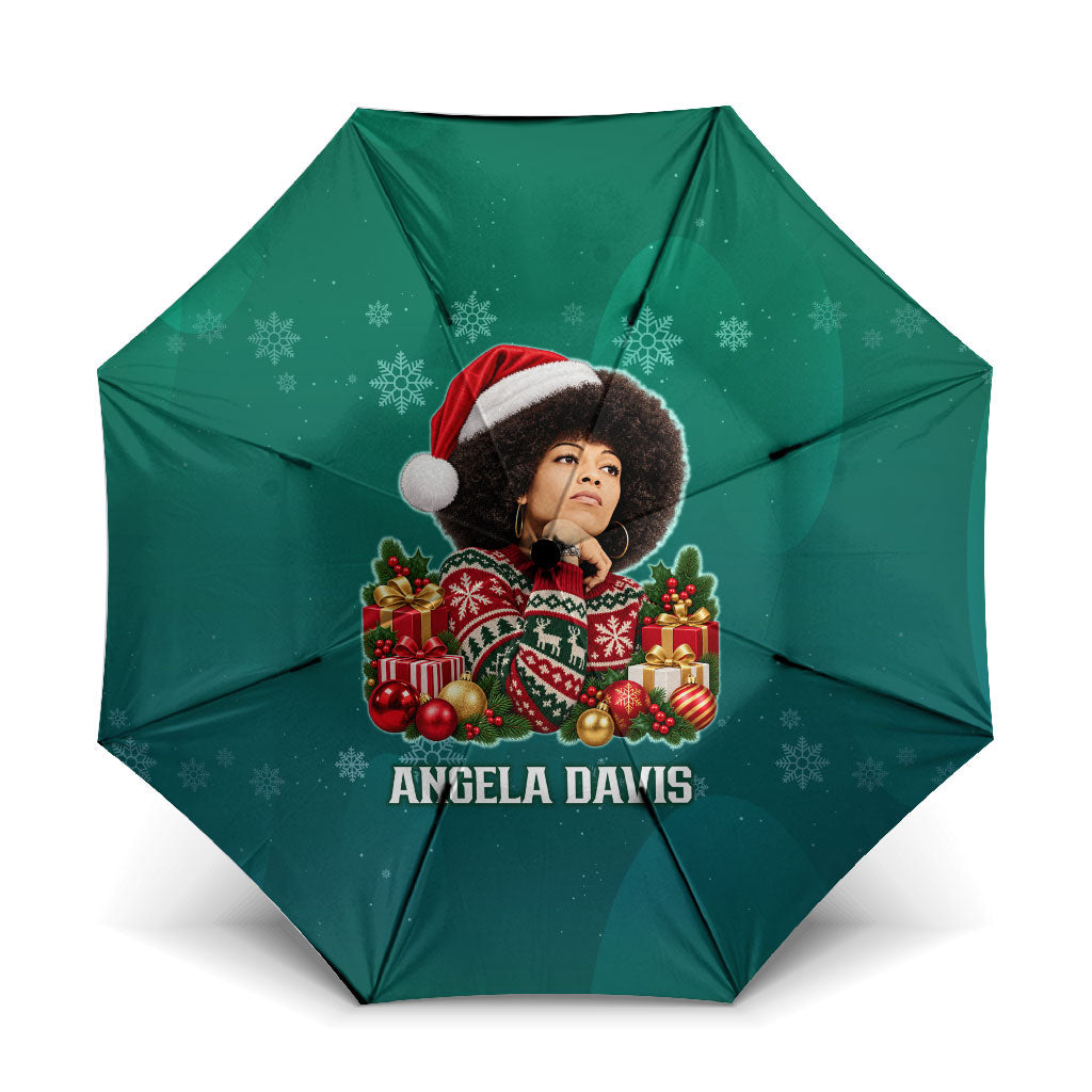 Angela Davis Civil Rights Black History Umbrella Ugly Christmas Pattern African American Heritage
