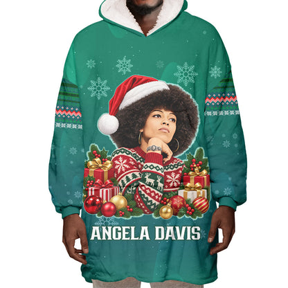 Angela Davis Civil Rights Black History Wearable Blanket Hoodie Ugly Christmas Pattern African American Heritage