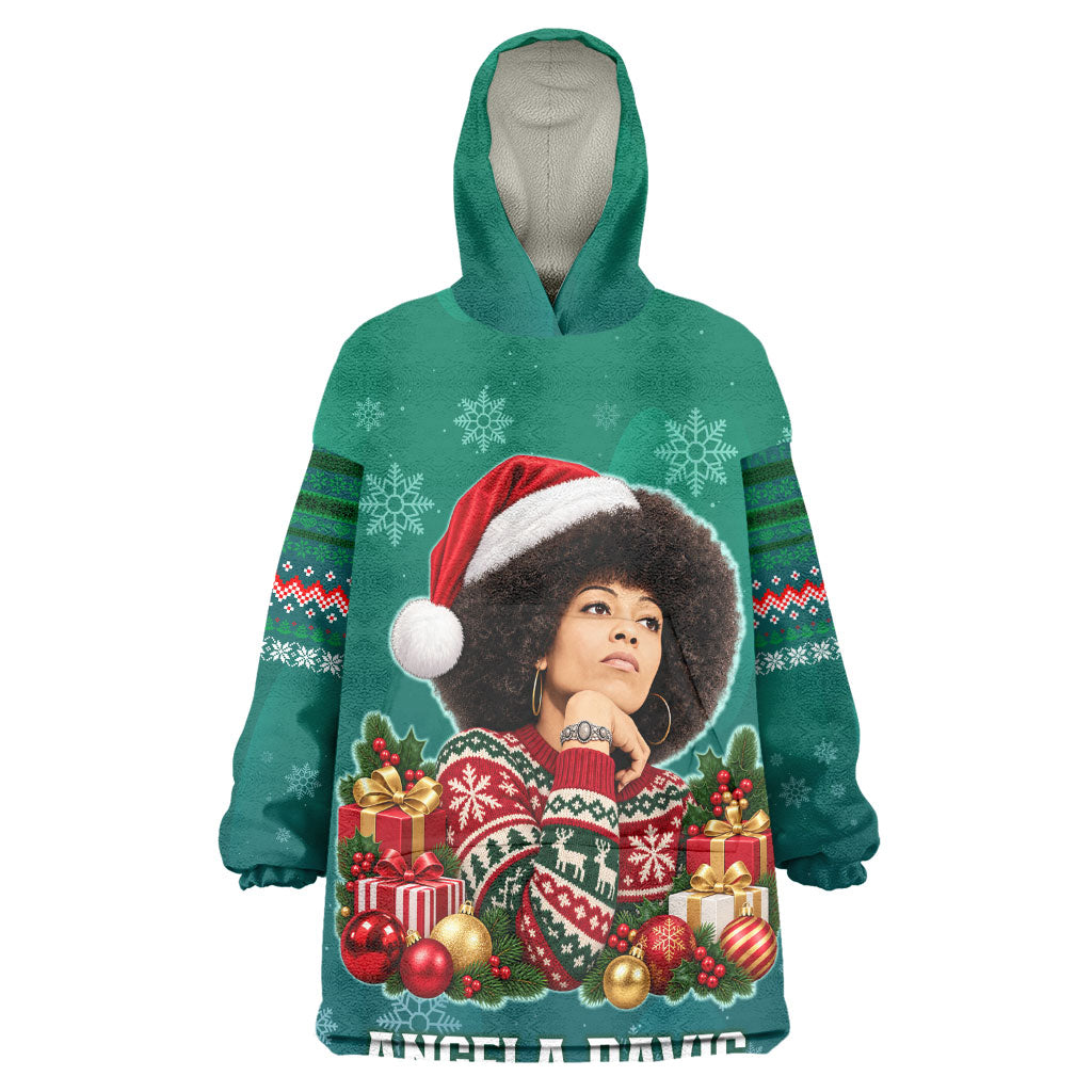 Angela Davis Civil Rights Black History Wearable Blanket Hoodie Ugly Christmas Pattern African American Heritage