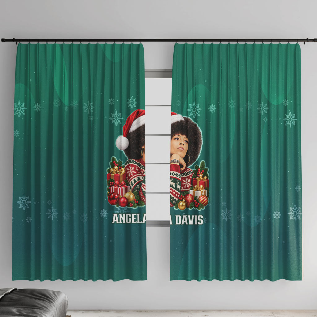 Angela Davis Civil Rights Black History Window Curtain Ugly Christmas Pattern African American Heritage