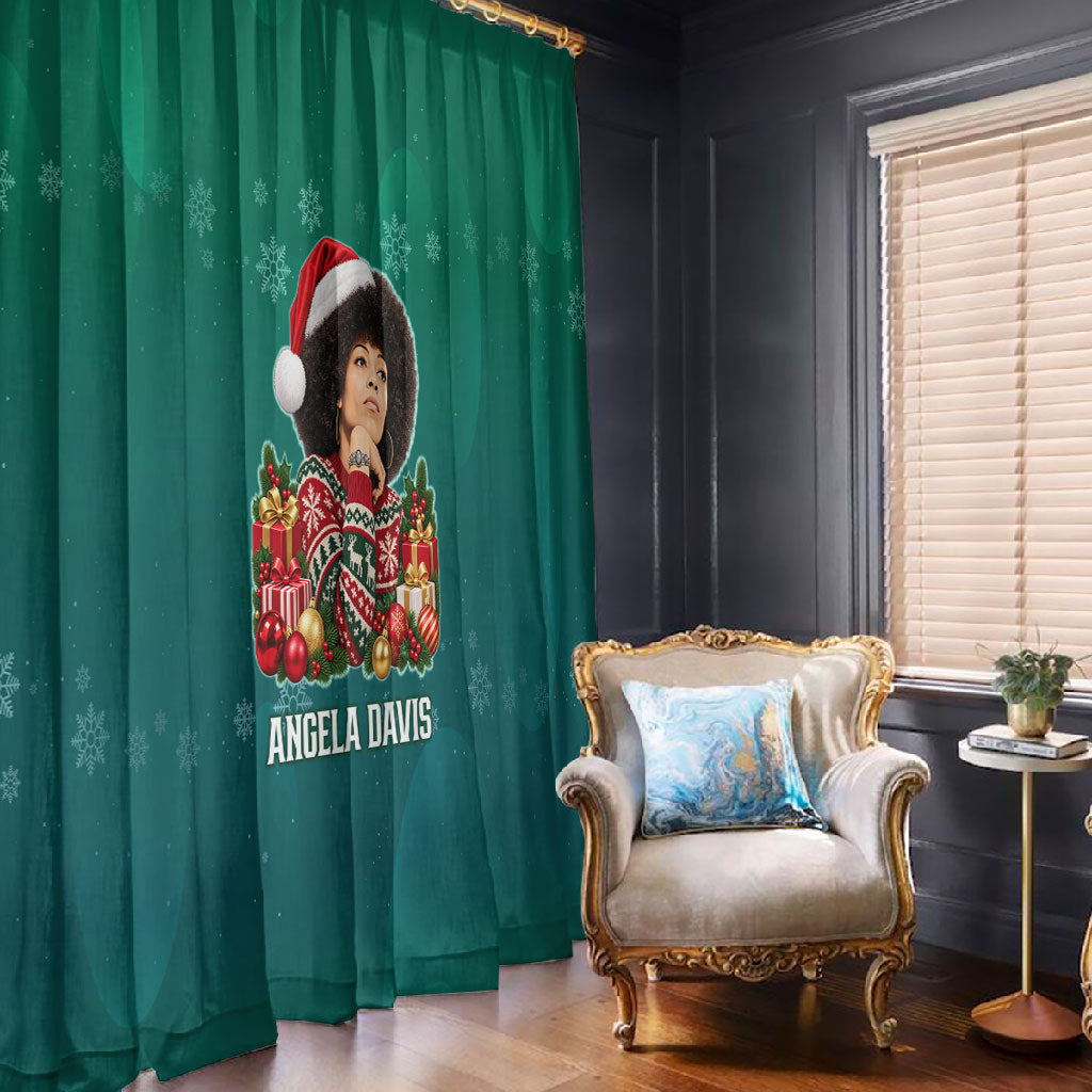 Angela Davis Civil Rights Black History Window Curtain Ugly Christmas Pattern African American Heritage