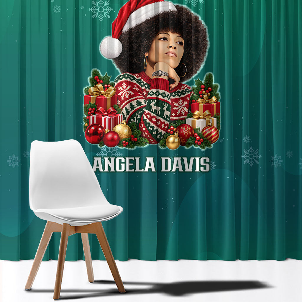 Angela Davis Civil Rights Black History Window Curtain Ugly Christmas Pattern African American Heritage