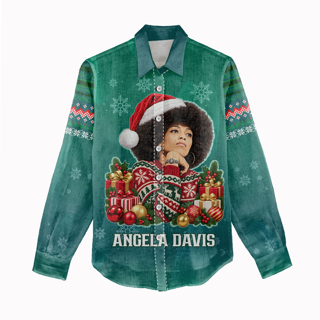 Angela Davis Civil Rights Black History Women Casual Shirt Ugly Christmas Pattern African American Heritage