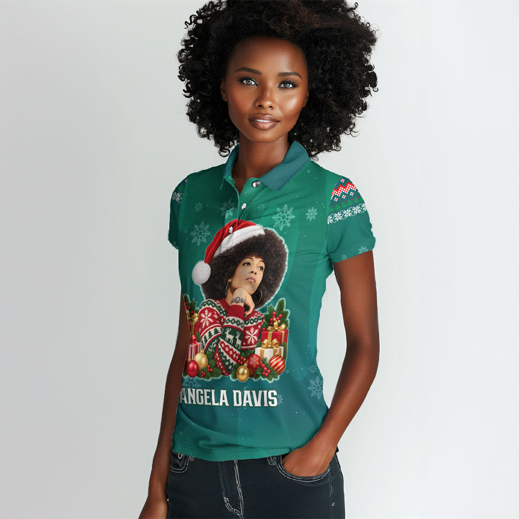 Angela Davis Civil Rights Black History Women Polo Shirt Ugly Christmas Pattern African American Heritage