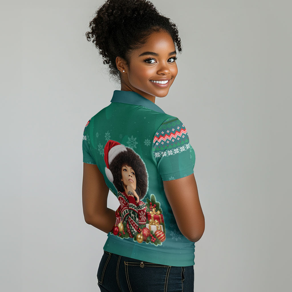 Angela Davis Civil Rights Black History Women Polo Shirt Ugly Christmas Pattern African American Heritage