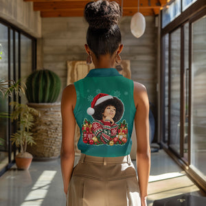 Angela Davis Civil Rights Black History Women Sleeveless Polo Shirt Ugly Christmas Pattern African American Heritage