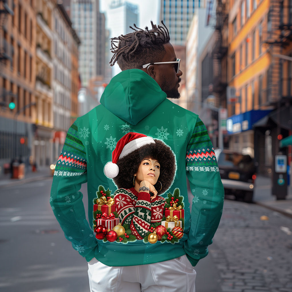 Angela Davis Civil Rights Black History Zip Hoodie Ugly Christmas Pattern African American Heritage