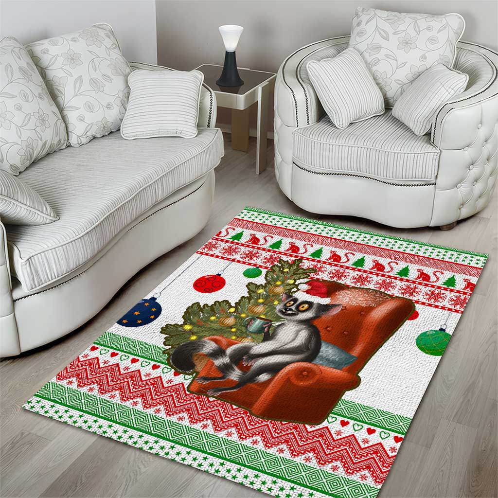 Madagascar Christmas Area Rug Lemur Santa Hat Holiday Tree - African Pride