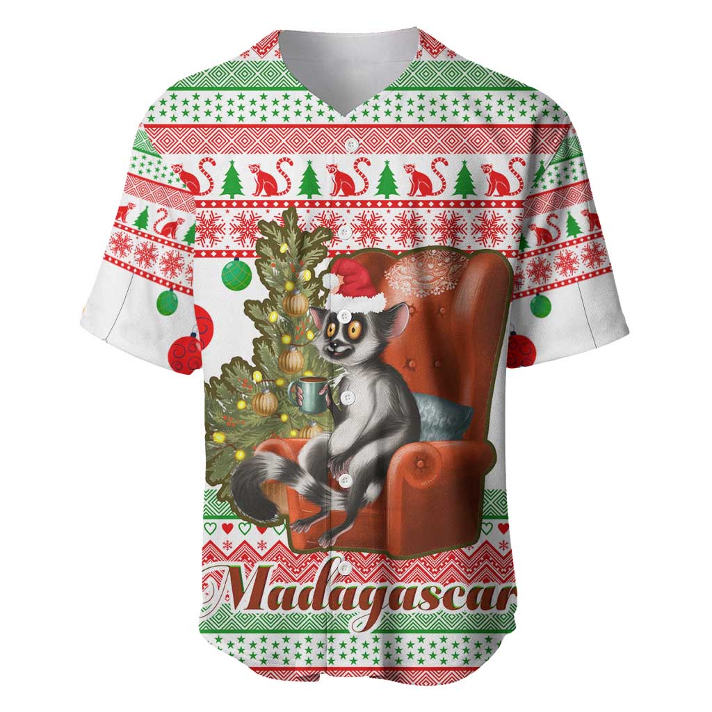 Madagascar Christmas Baseball Jersey Lemur Santa Hat Holiday Tree - African Pride