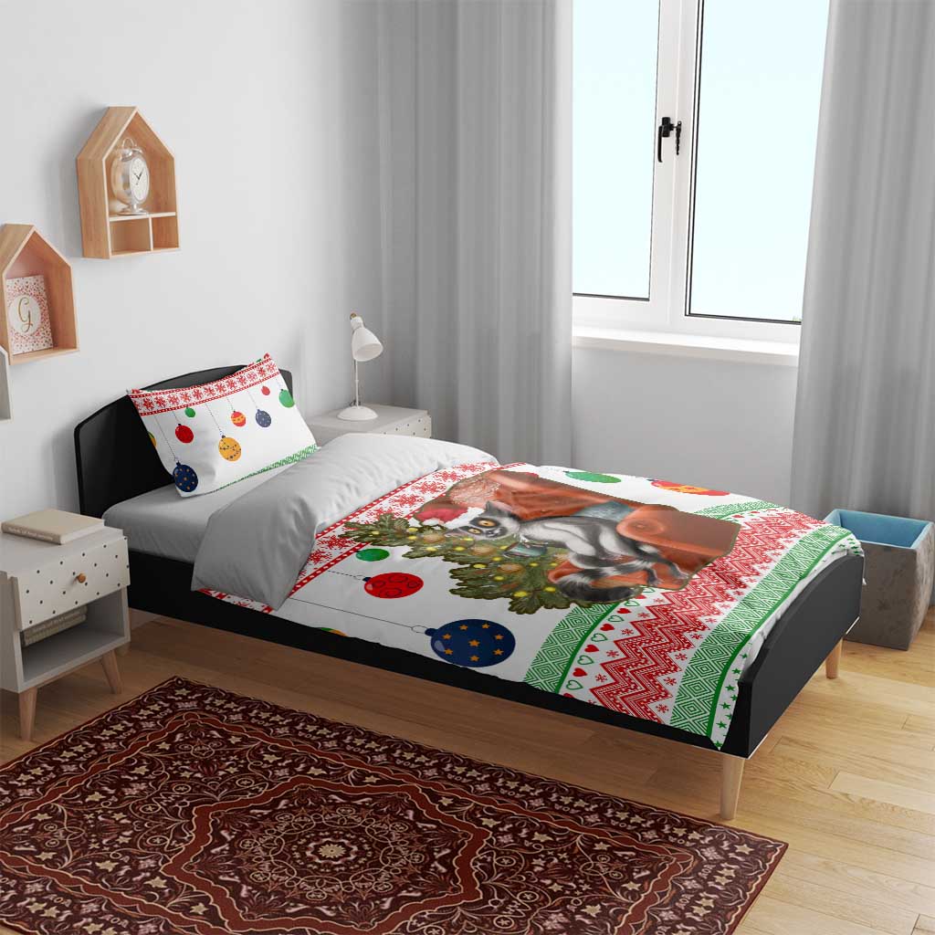 Madagascar Christmas Bedding Set Lemur Santa Hat Holiday Tree - African Pride