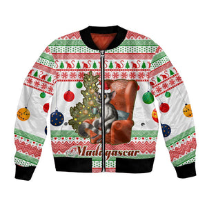 Madagascar Christmas Bomber Jacket Lemur Santa Hat Holiday Tree - African Pride