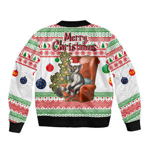 Madagascar Christmas Bomber Jacket Lemur Santa Hat Holiday Tree - African Pride