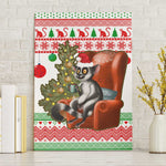 Madagascar Christmas Canvas Wall Art Lemur Santa Hat Holiday Tree - African Pride