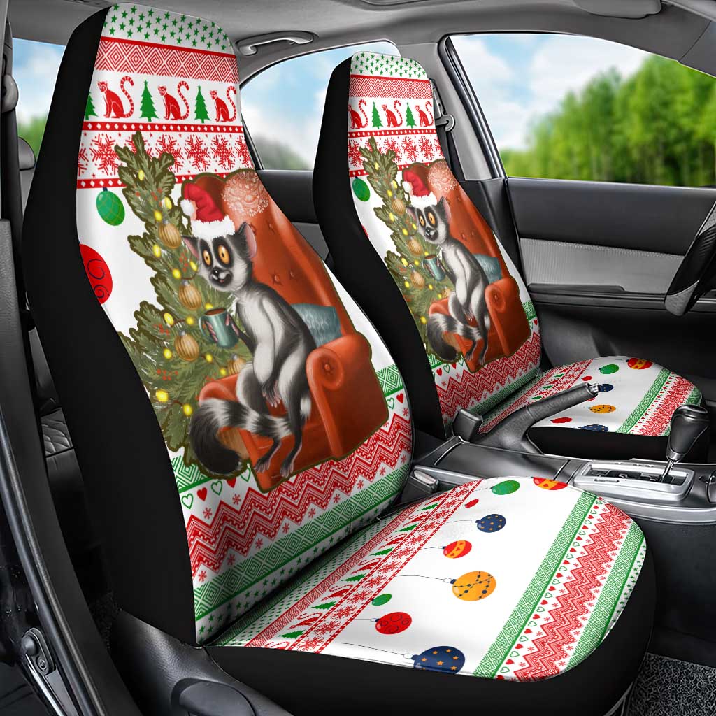 Madagascar Christmas Car Seat Cover Lemur Santa Hat Holiday Tree - African Pride