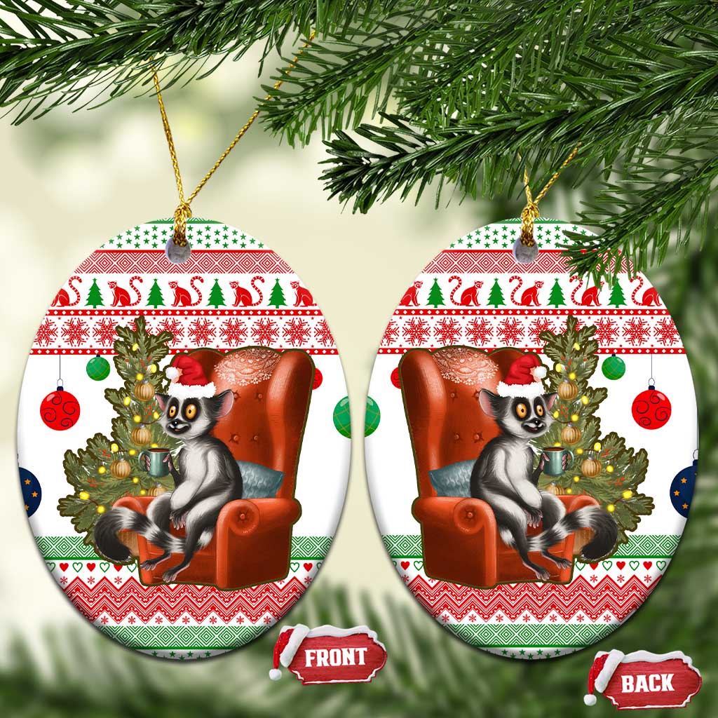 Madagascar Christmas Ceramic Ornament Lemur Santa Hat Holiday Tree - African Pride
