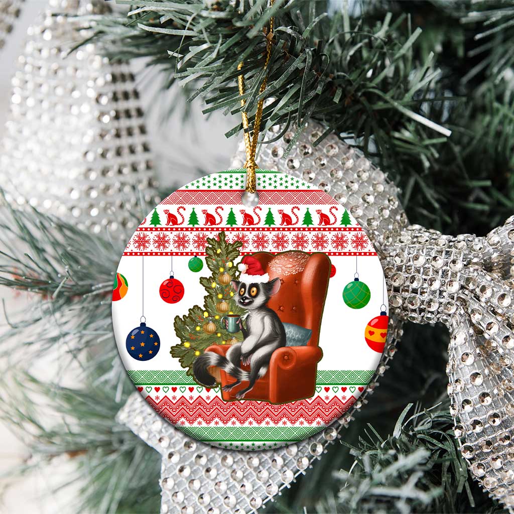 Madagascar Christmas Ceramic Ornament Lemur Santa Hat Holiday Tree - African Pride