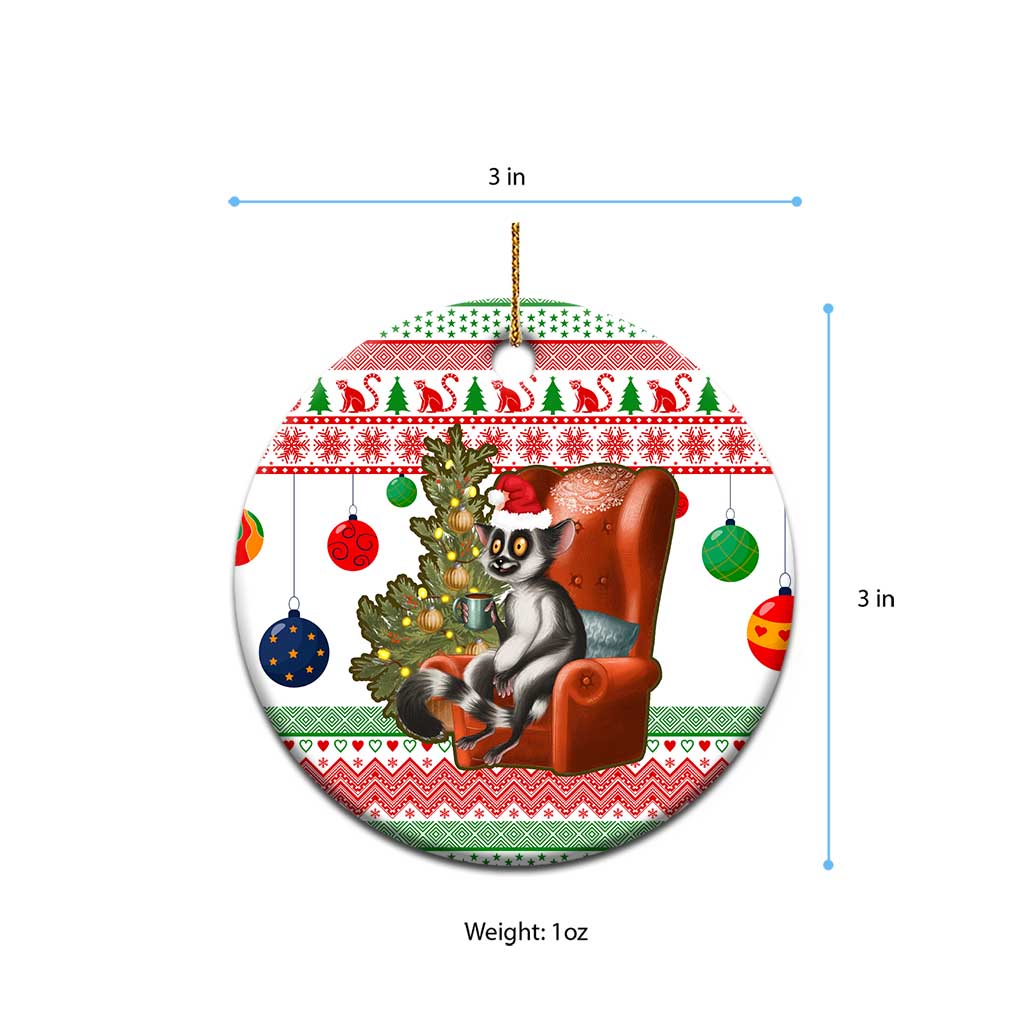 Madagascar Christmas Ceramic Ornament Lemur Santa Hat Holiday Tree - African Pride