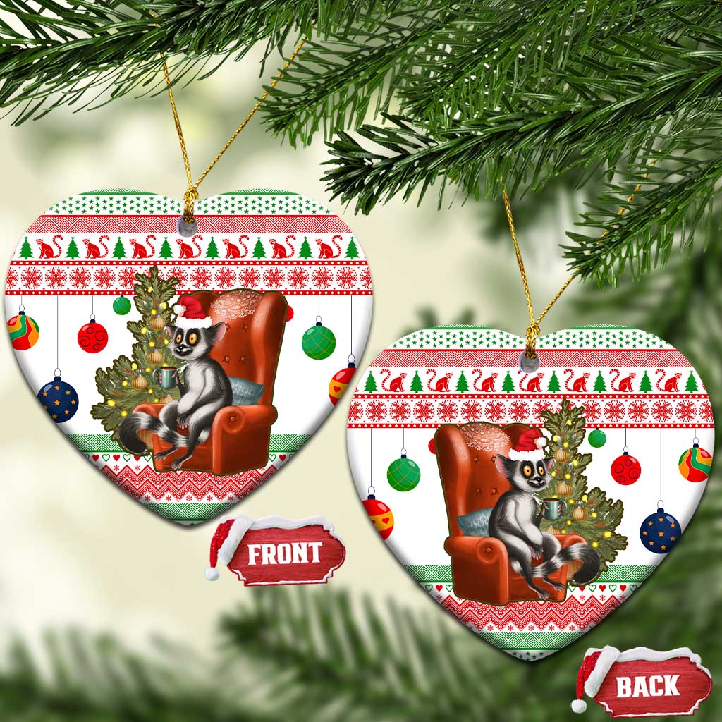 Madagascar Christmas Ceramic Ornament Lemur Santa Hat Holiday Tree - African Pride